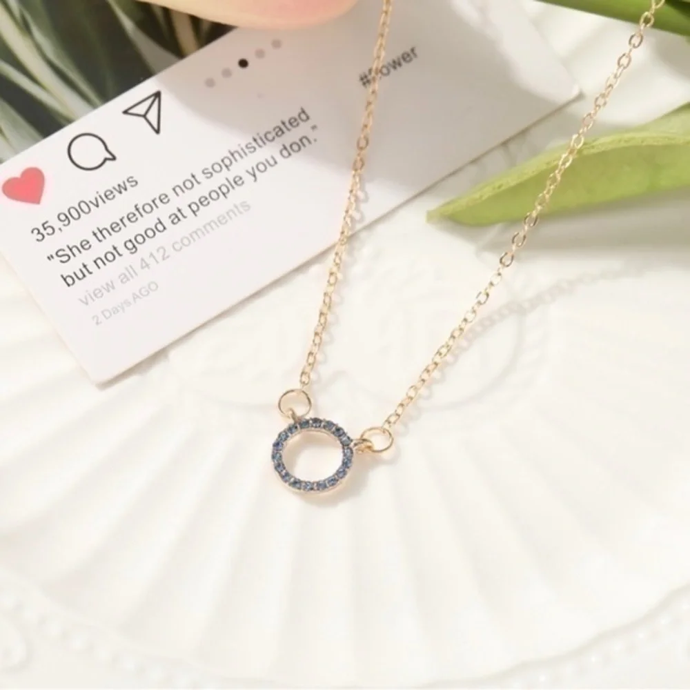 Blue Rhinestone Pendant Necklace